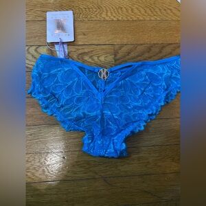 Savage X Fenty Metallic Blue Lace Cheeky Panty